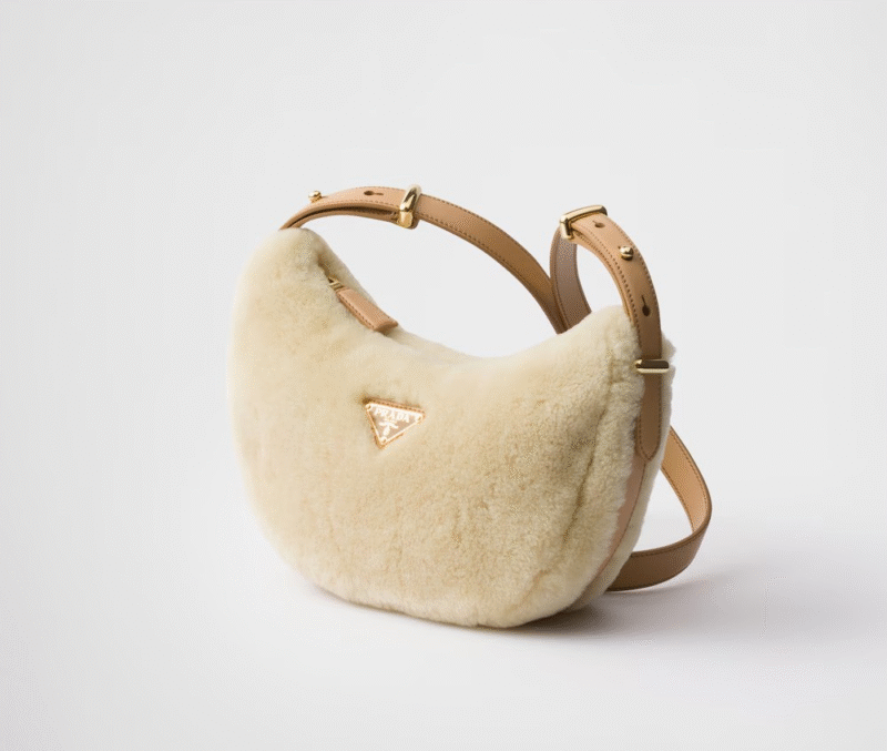 Prada Arqué shearling and leather shoulder bag - Image 5