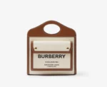 BURBERRY MINI TRI-TONE COTTON CANVAS and LEATHER POCKET BAG