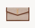 YSL uptown pouch in canvas and smooth leather