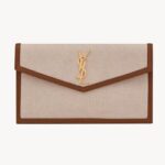 YSL uptown pouch in canvas and smooth leather