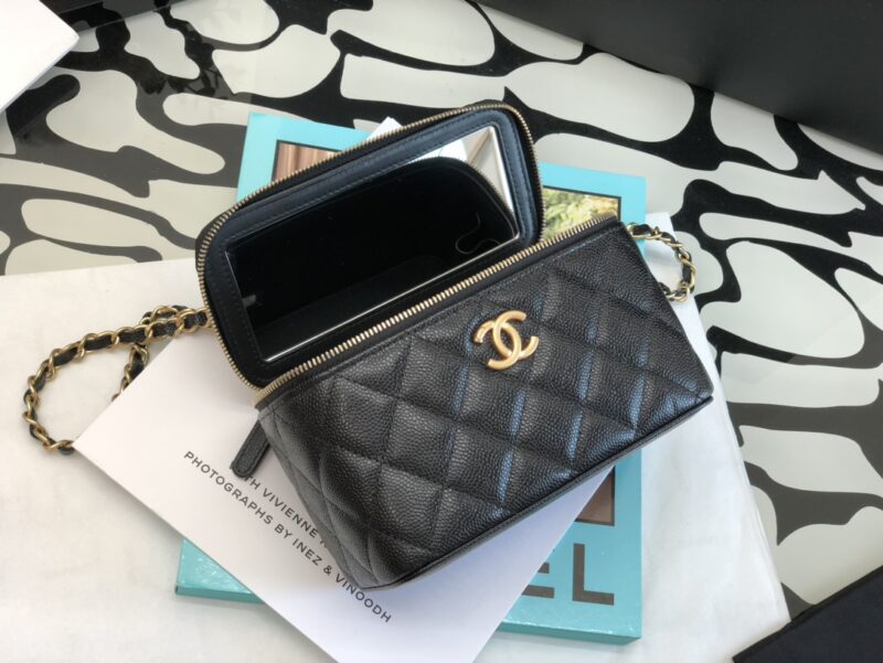 Ch@nel Cosmetic Bag-Caviar-18CM - Image 3