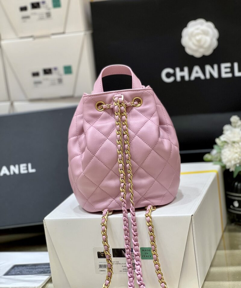 Ch@nel Drawstring Bucket Backpack -16.5*20*11.5CM - Image 2