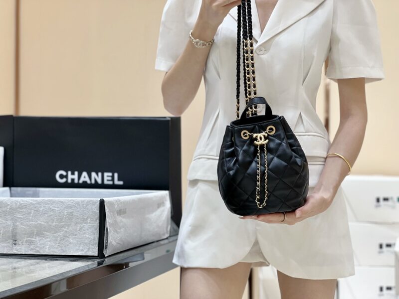 Ch@nel Drawstring Bucket Backpack -16.5*20*11.5CM - Image 10