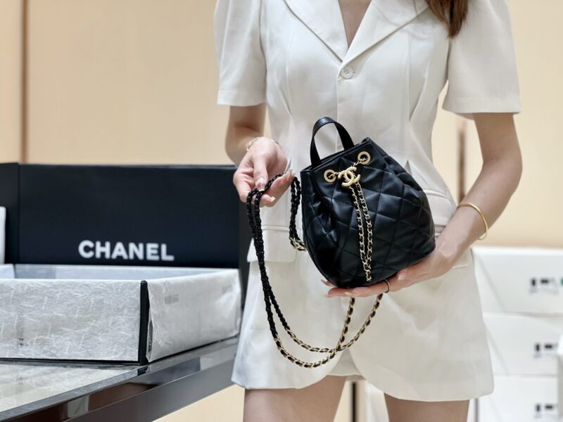 Ch@nel Drawstring Bucket Backpack -16.5*20*11.5CM - Image 11