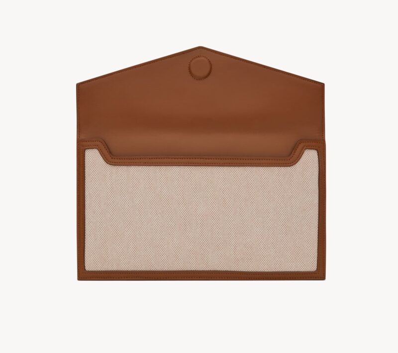 YSL uptown pouch in canvas and smooth leather - Image 3