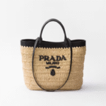 PRADA SMALL CROCHET AND LEATHER TOTE BAG