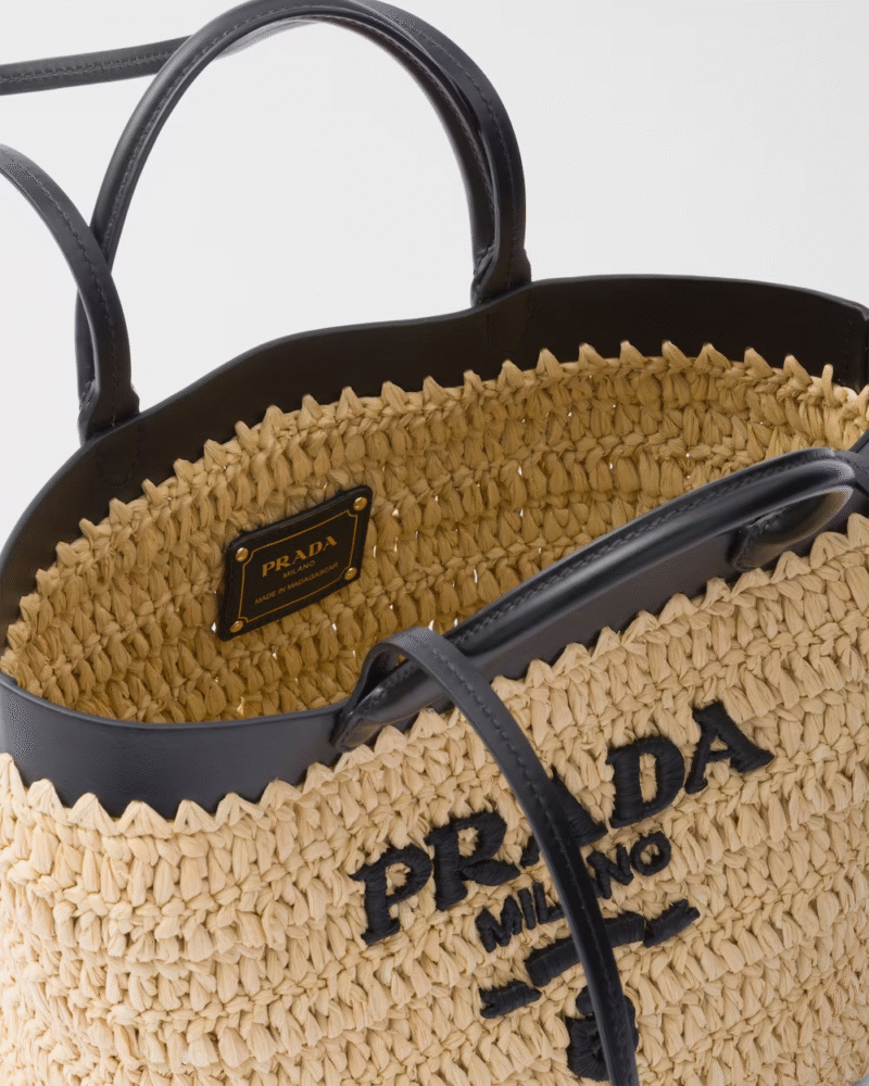 PRADA SMALL CROCHET AND LEATHER TOTE BAG - Image 3