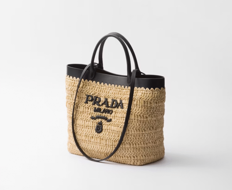 PRADA SMALL CROCHET AND LEATHER TOTE BAG - Image 5