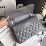 Ch@nel Flap Bag-Lambskin-Silver-30CM - Image 2