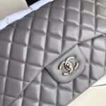 Ch@nel Flap Bag-Lambskin-Silver-30CM - Image 9