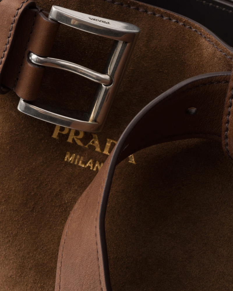 PRADA LARGE BUCKLE PRADA BUCKLE SUEDE BAG WITH BELT - Image 3