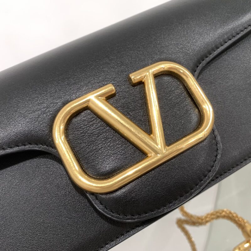 Valentino Garavani Locò Shoulder Bbag In Calfskin With Metallic VLogo-27*13*6CM - Image 5