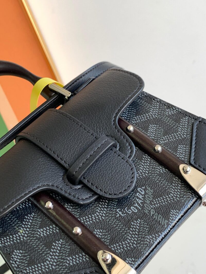 Goyard Coated Canvas and Leather Saigon Top Handle Bag-11.5x7x14.5CM - Image 4