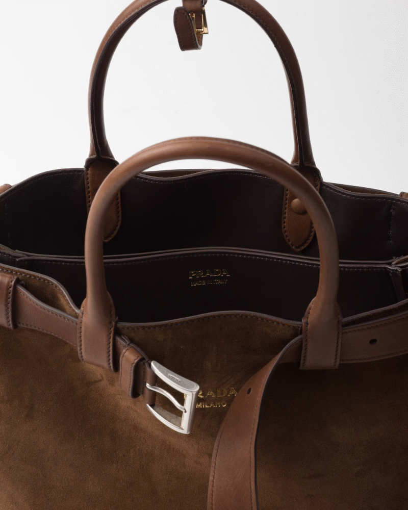 PRADA LARGE BUCKLE PRADA BUCKLE SUEDE BAG WITH BELT - Image 4