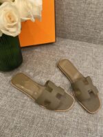 Hermes Slippers In Caviar Leather