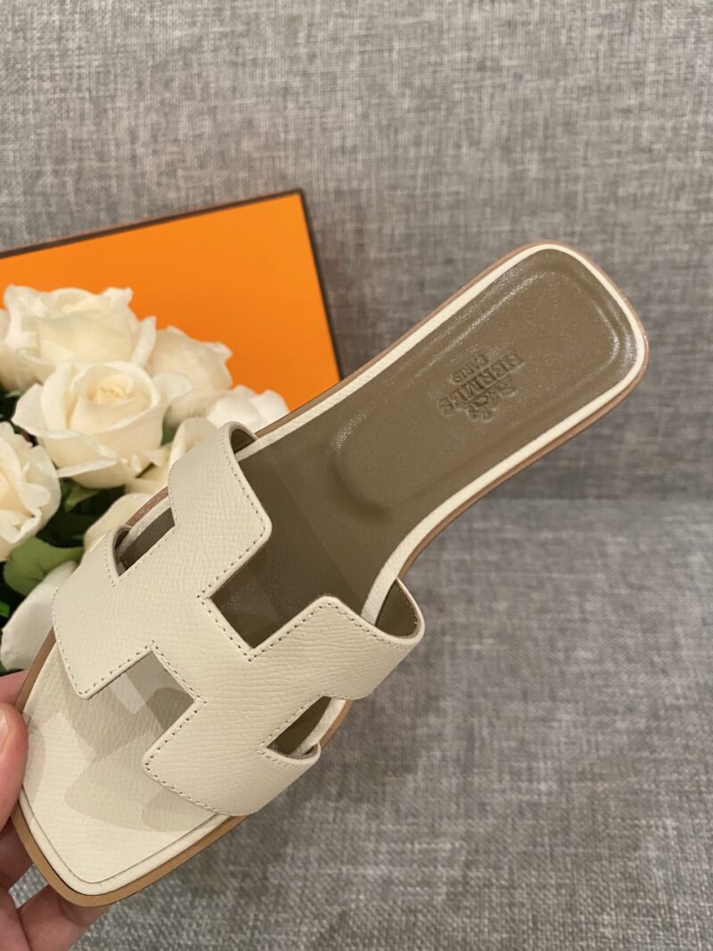 Hermes Slippers In Caviar Leather - Image 8