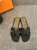 Hermes Slippers In Caviar Leather - Image 8