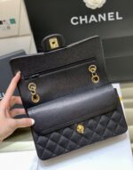 Ch@nel Flap Bag-（Black Inside）Caviar-23CM - Image 2