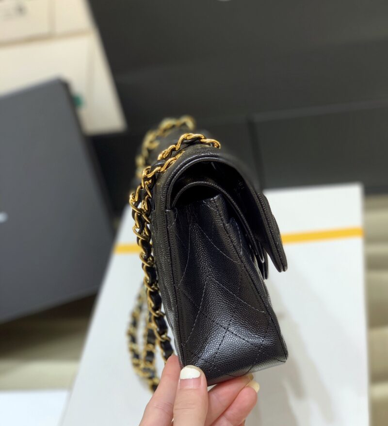 Ch@nel Flap Bag-（Black Inside）Caviar-23CM - Image 8