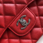 Ch@nel Flap Bag-Cavir Leather-Silver-30CM - Image 4