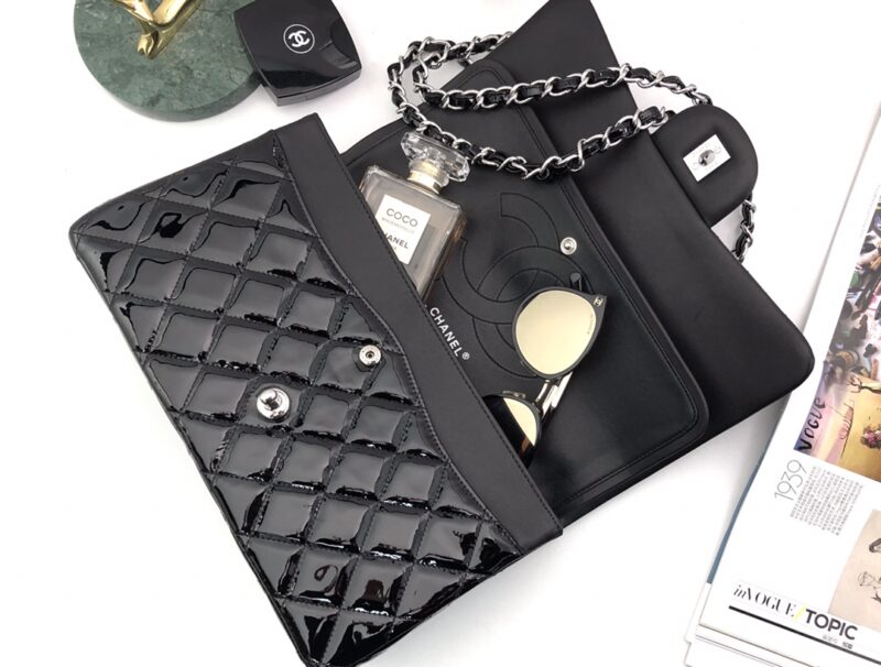 Ch@nel Flap Bag-Silver Hardware-30CM - Image 6