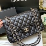 Ch@nel Flap Bag-Cavir Leather-Silver-30CM