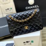 Ch@nel Flap Bag-Lambskin-Gold-30CM