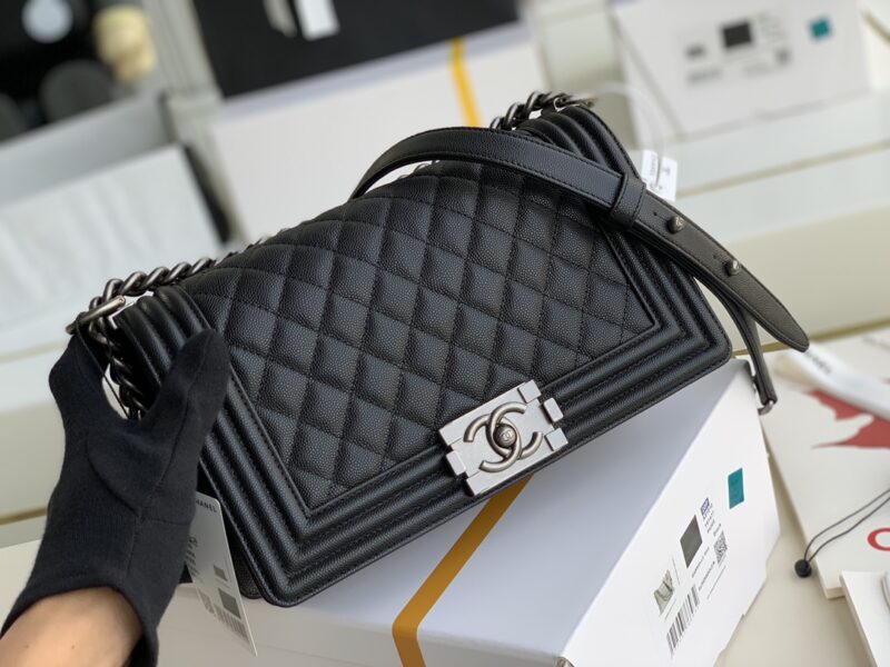 Ch@nel Boy Bag-Caviar-25CM - Image 9