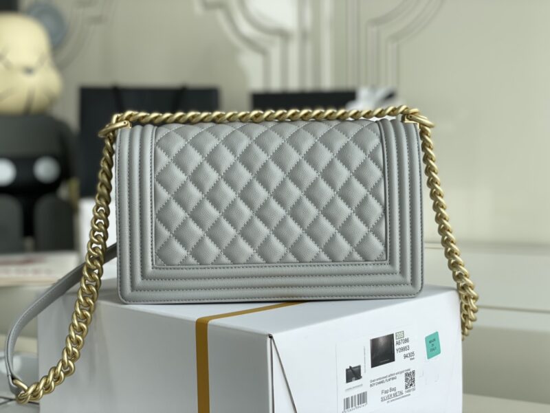 Ch@nel Boy Bag-Caviar-25CM - Image 8