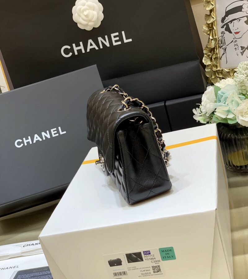 Ch@nel Flap Bag-Lambskin-Silver Hardware-20CM - Image 4