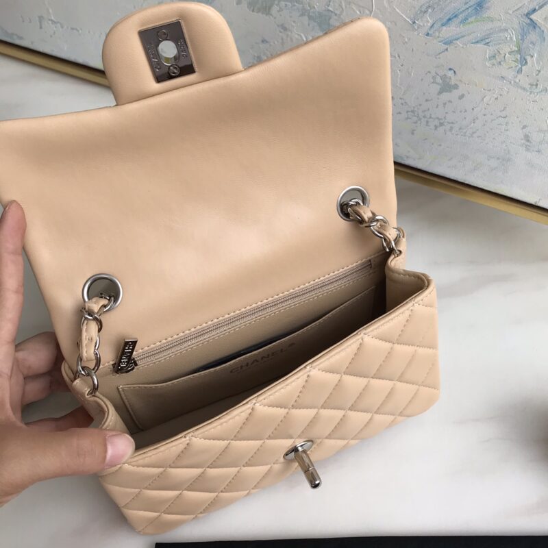 Ch@nel Flap Bag-Lambskin-Silver Hardware-20CM - Image 4