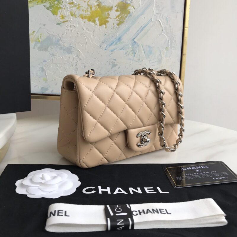 Ch@nel Flap Bag-Lambskin-Silver Hardware-20CM - Image 7