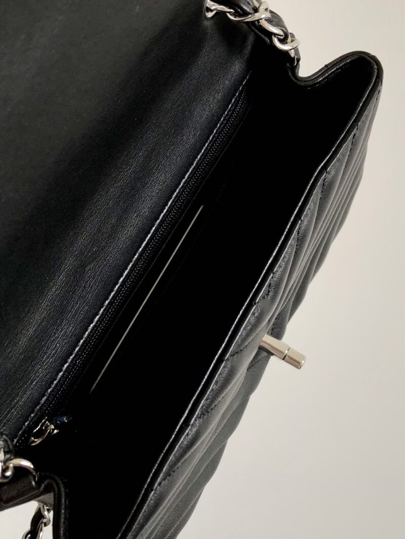 Ch@nel Flap Bag-Lambskin-Silver Hardware-20CM - Image 5