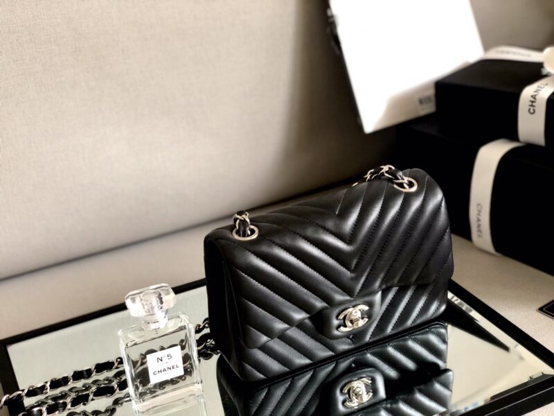 Ch@nel Flap Bag-Lambskin-Silver Hardware-20CM - Image 6