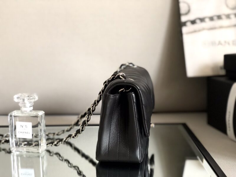 Ch@nel Flap Bag-Lambskin-Silver Hardware-20CM - Image 9