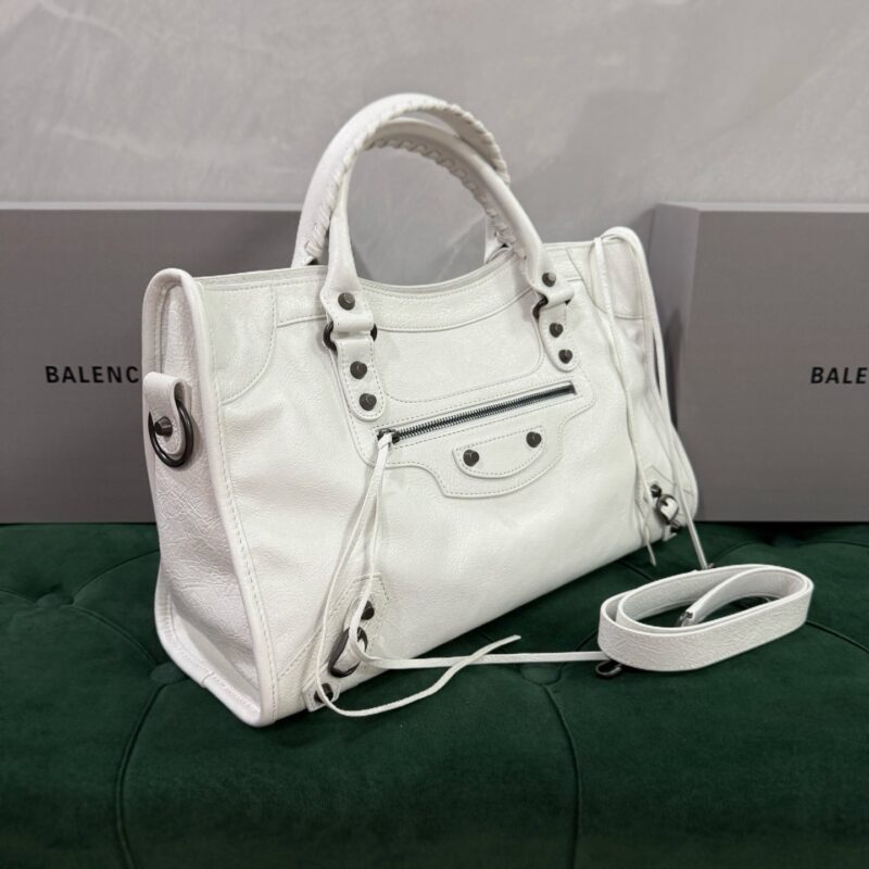 Balenciag Women's Le City Bag in Optic White-38*24*14CM - Image 3