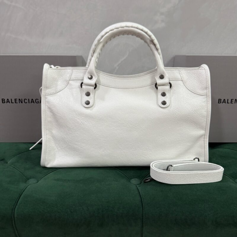 Balenciag Women's Le City Bag in Optic White-38*24*14CM - Image 2