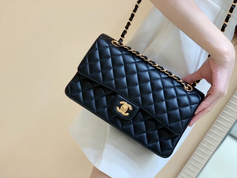 Ch@nel Flap Bag-Lambskin Leather-Gold Hardware-25CM - Image 3