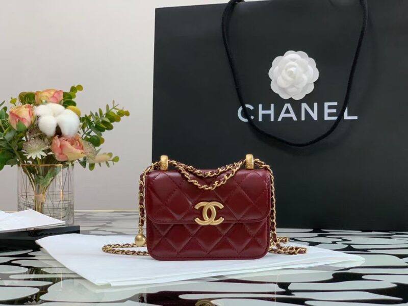 Ch@nel Quilted Pearl Crush Clutch With Chain Bag-12*9*2CM - Image 2