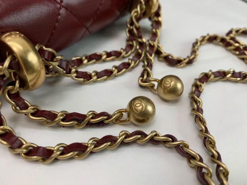 Ch@nel Quilted Pearl Crush Clutch With Chain Bag-12*9*2CM - Image 9