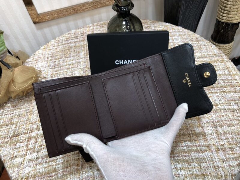 Ch@nel Wallet-Gold Harware-Lamskin-11*10CM - Image 4