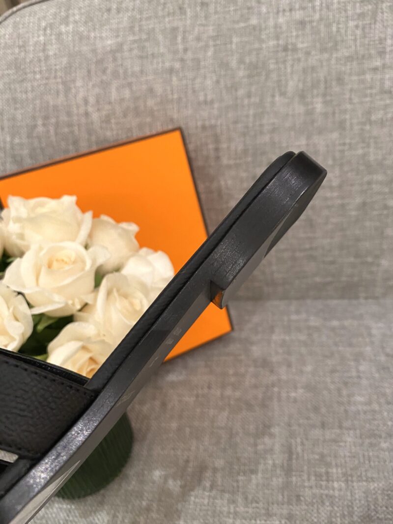 Hermes Slippers In Caviar Leather - Image 9