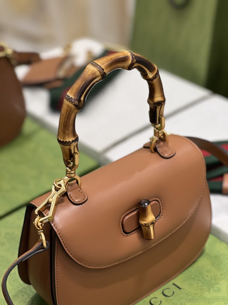 Gucci Top Handle Bag With Bamboo-17*12*7.5&21*15*7CM - Image 4