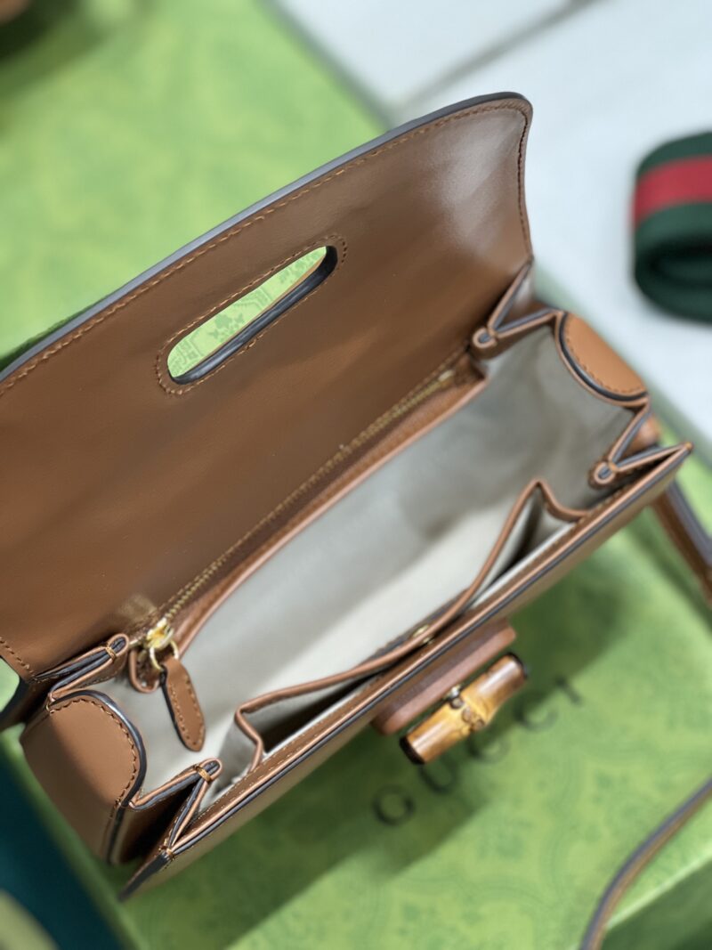 Gucci Top Handle Bag With Bamboo-17*12*7.5&21*15*7CM - Image 6