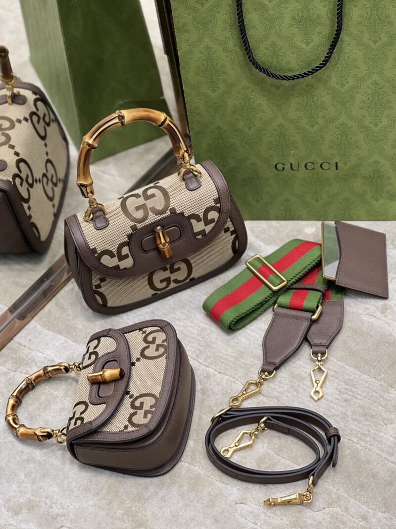 Gucci Top Handle Bag With Bamboo-17*12*7.5&21*15*7CM - Image 3