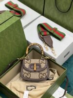 Gucci Top Handle Bag With Bamboo-17*12*7.5&21*15*7CM - Image 4