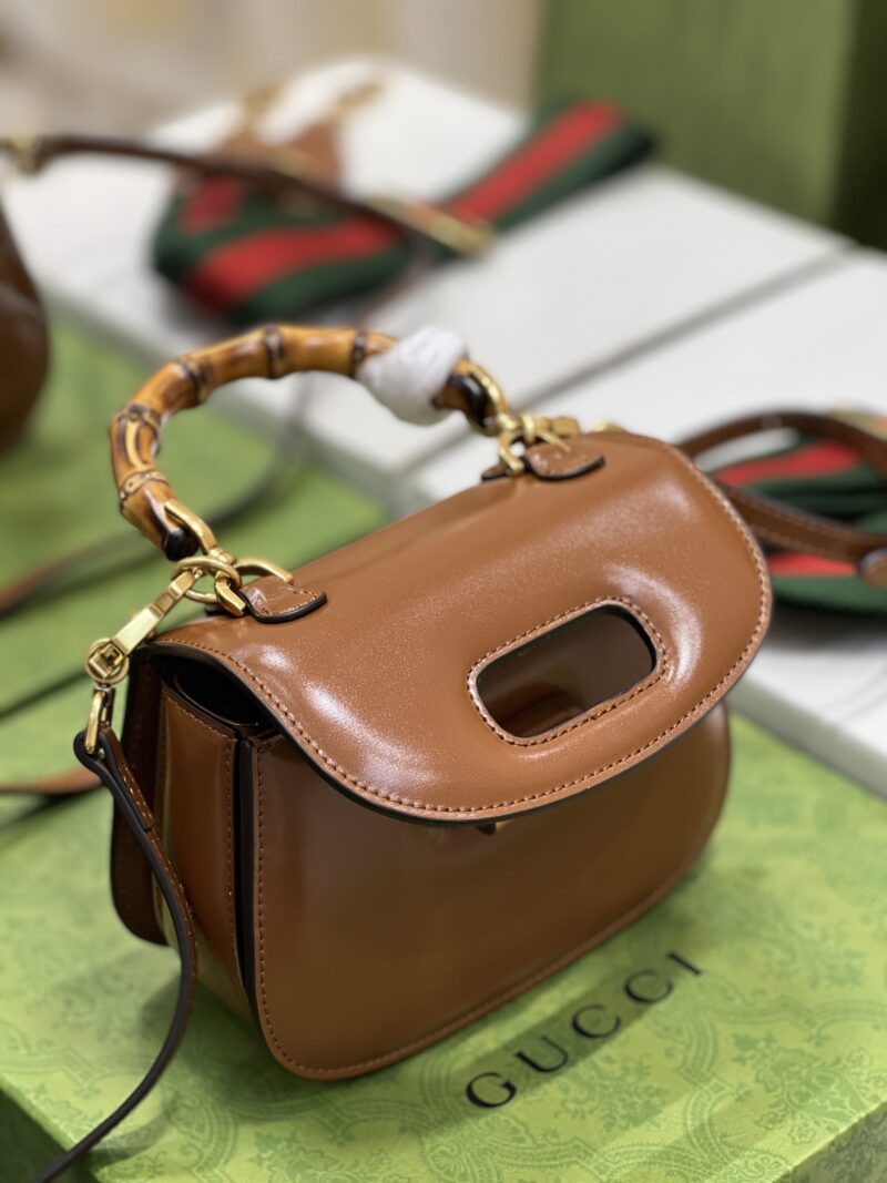 Gucci Top Handle Bag With Bamboo-17*12*7.5&21*15*7CM - Image 9