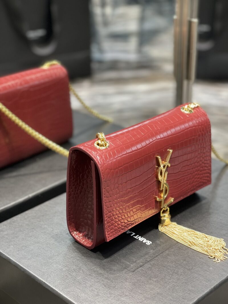 YSL Kate Medium With Tassle In Crocodile Leather-20x13.5x5.5cCM - Image 4