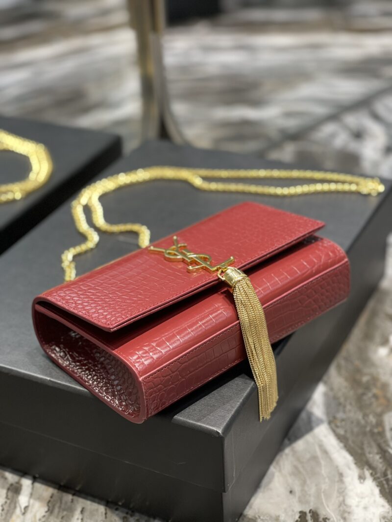 YSL Kate Medium With Tassle In Crocodile Leather-20x13.5x5.5cCM - Image 5