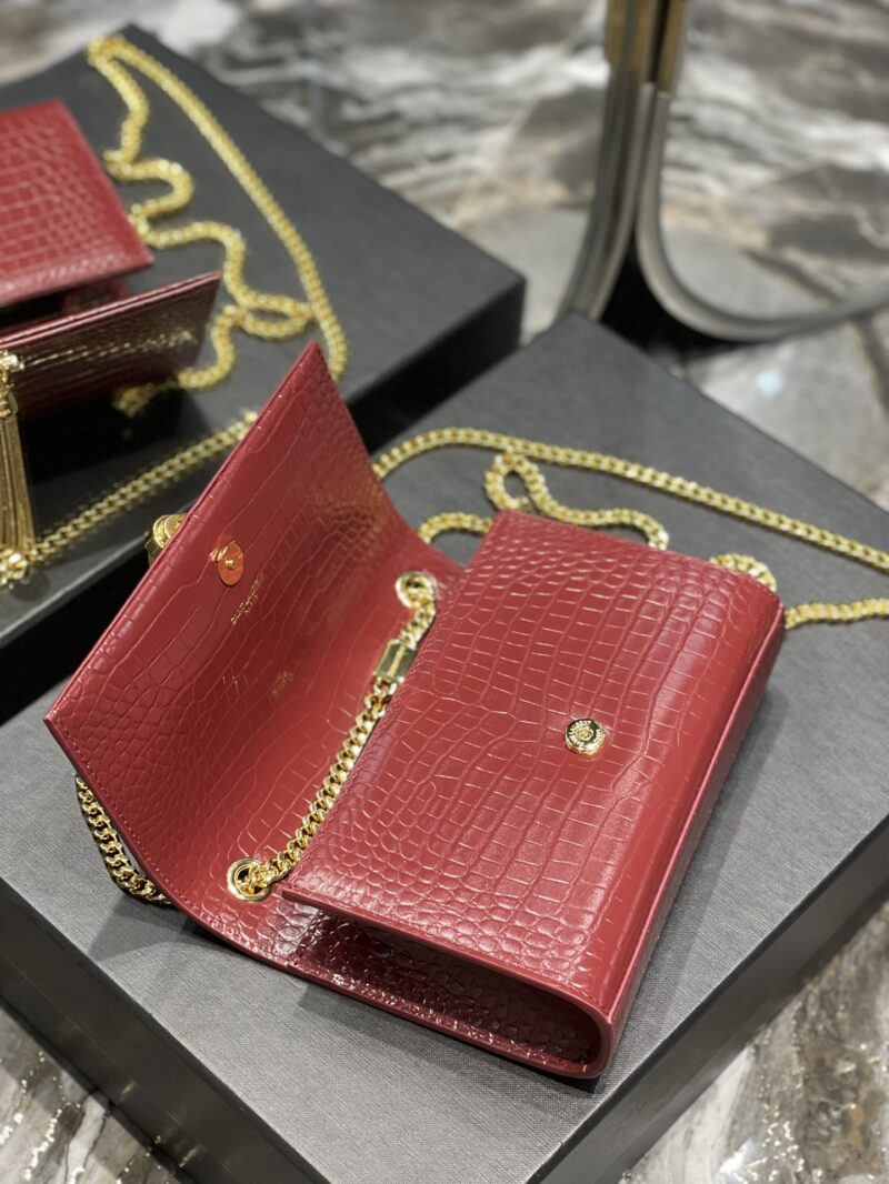 YSL Kate Medium With Tassle In Crocodile Leather-20x13.5x5.5cCM - Image 8
